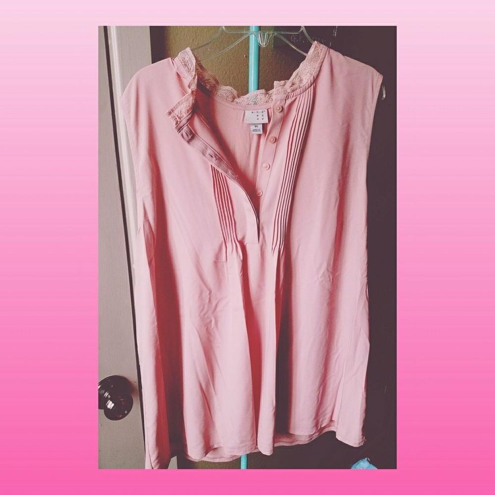 Loose Pink Button Up Blouse